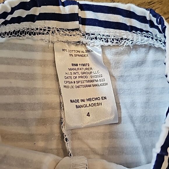 Navy and white stripe capri legging 4T - Picture 3 of 8